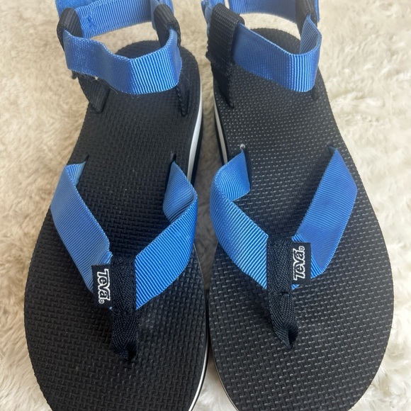 Teva Sandals Platform Thing Womens Sz 8 Blue Adjustable Straps 1008843 - Picture 2 of 7